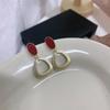 Jóias de Qingdao Agulha de Prata S925 Luxo Leve Cor de Contraste Brincos Stud Femininos Brincos de Gota de Óleo para Menina Acessórios de Orelha Geométricos Simples Clips de Orelha