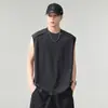 Chaleco Deportivo de Puro Algodón Estilo Americano para Hombre, Camiseta sin Mangas Holgada de Marca de Moda para Verano, Sudadera de Baloncesto y Fitness, Camiseta de Manga Corta