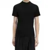 Gris Oscuro Corte Limpio Cuello Semi-Alto Hombro Normal Manga Corta Verano para Hombre Estilo High Street Americano Camiseta Premium Manga Corta