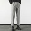 Calças Casuais da Moda para Primavera e Outono Calças Cropped Retas Slim-fit Masculinas Calças Sociais Masculinas