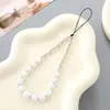Llavero de Cordón de Perlas Ins de Gama Alta Anillo de Diamante Chapado en Plata Cadena para Teléfono Móvil con Cuentas de Arroz Colgante Decorativo para Cámara Ccd Joyería