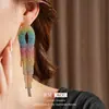 Pendientes de Borla de Diamante con Gradiente de Color Aguja de Plata Lujo Accesible Pendientes de Gama Alta Exquisito Diseño Exagerado de Pendientes Nicho