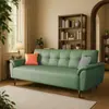 Sofá cama color crema para sala de estar, adecuado para apartamentos pequeños y propiedades de alquiler, con acabado de cuero resistente a los arañazos de gato, diseño plegable y un nuevo modelo de sofá de cuero 2026