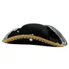 Sombrero de Pirata Halloween Caribeño Doble Borde Dorado Sombrero de Pirata Halloween No Tejido Doble Encaje Sombrero de Capitán Triangular