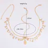 Joyería Transfronteriza Europea y Americana, Estrella Vintage Incrustada de Diamantes, Borla Multicapa, Disco Geométrico, Cadena para la Frente con Concha en Forma de U para Mujeres