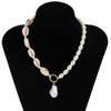 Collar de concha tejido a mano para mujer con colgante de perla barroca con forma de estilo vacacional de playa transfronterizo europeo y americano que combina con todo