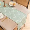 Mesa de jantar estilo japonês jacquard corredor de mesa borla pontiaguda mesa de centro bandeira pano listrado onda decoração doméstica capa de armário de TV toalha