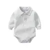 Chapéus Triangulares Novos de Algodão para Bebês, Homens e Mulheres, Gola Polo de Manga Longa, Branco Puro