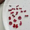 2026 Ano Novo Borboleta Vermelha Combinação Dourada Acessórios para Nail Art Ancora Fosca Laço de Pérola Vermelha Decorações para Unhas