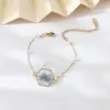 Pulsera de Semilla de Mostaza y Nomeolvides Flor Real Souvenir Joyería Popular Creativa Regalo Pulsera de Acero Inoxidable y Perlas