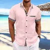 Camisa Masculina Casual de Manga Curta com Listras Estampadas - Cruzamento Europeu e Americano Amazon 2024