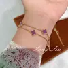 Nuevo Pulsera de Cuatro Hojas de Doble Capa Rosa Nácar Cadena Doble de Alta Gama Nicho Pulsera de Flor de Cuatro Hojas Mayoreo