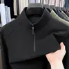 Moletom masculino com zíper parcial transfronteiriço, nova moda outono 2026, casual versátil, gola alta, pulôver, camisa base para homens