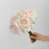 Buquê de flores artificiais de rosa hidratante estilo Ins, flores artificiais, decorações de flores artificiais de mesa de jantar e sala de estar de luxo leve, decorações de casamento
