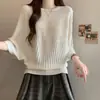 Camiseta de Punto de Manga Murciélago Estilo Perezoso para Mujer, Verano Talla Grande, de Alta Gama, Sofisticada, Versátil