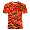 Camiseta de Verano 2024 con Estampado de Verduras 3D Digital para Hombre y Mujer, Camisa Casual de Cuello Redondo de Manga Corta, de Moda