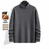Camiseta Masculina de Manga Longa com Gola Meia-Alta, Lã Térmica Dupla Face, Camada Base Quente e Versátil - Outono/Inverno 2026