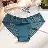 En stock transfronterizo sexy dama estampado animal ropa interior seda de hielo sin costuras transpirable tiro bajo deportes encaje costura calzones