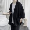 Terno masculino estilo Hong Kong, moda verão 2022, tamanho grande, solto, manga de sete pontas, fino, azul claro, para homens
