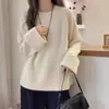 Suéter de Gola Redonda com Punho Dobrado Estilo Francês para Mulheres Outono/Inverno 2026 Macio e Aconchegante Estilo Preguiçoso Camada Interna Camada Base Malha Top