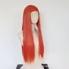 Peluca de encaje frontal rojo anaranjado, postizo completo, peluca para mujer con raya libre, fibra sintética de alta temperatura, peluca larga recta