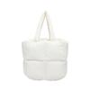 Bolso de mano Estilo coreano de moda Bolso cuadrado pequeño Bolso de mano de nailon Bolso de cubo acolchado simple que combina con todo Bolso de plumas a cuadros Bolso de mujer