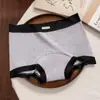Ropa interior sin costuras de algodón puro estilo deportivo gris para mujer, cintura media, talla grande, cómoda, entrepierna extendida, cubre glúteos, bóxers para mujer