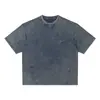 Camiseta Lavada Vintage Resistente Estilo Retro Americano Verano Completo para Hombre de Algodón Holgada de Manga Corta Moderna T21