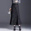 Falda midi de cola de pez con estampado retro de anacardos para mujer, nueva colección Otoño 2026, de cintura alta, larga y fluida, elegante y estiliza la figura, estilo ajustado al cuerpo
