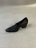 Sapatos Femininos de Encaixe com Salto Grosso de 6cm, Corte Profundo, Forro de Pelúcia, Solado Macio e Solas Silenciosas, Novos Sapatos de Couro de Salto Alto Femininos
