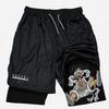 Europa y Estados Unidos transfronterizos calientes animación impresión deportiva para hombres y mujeres doble capa shorts de fitness verano transpirables shorts de fitness