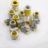 Accesorios de Joyería Hechos a Mano con Cuentas DIY Plata Dorada de Tíbet Color Doble Cuentas de Cubo con Agujero Grande Cuentas Separadoras Cuentas de Buda Accesorios para Rastas Africanas