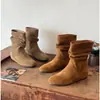 Botines plisados para mujer que aumentan la altura 2026 Nuevos botines cortos de otoño, Botas de moda versátiles estilo retro Maillard para estilizar