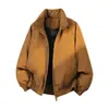 Abrigo de Algodón Negro, Chaqueta Estilo Perezoso para Hombres y Mujeres, Invierno Sencillo con Cuello Alto, Ropa de Algodón Gruesa y Cálida Holgada, Ropa de Invierno Estilo Coreano para Mujeres
