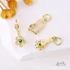 Hebilla de Colgante de la Fortuna Chapada en Oro de 14 Quilates que Conserva el Color Hebilla de Seguridad con Flor Incrustada de Circonita en Cobre Hebilla Clip de Collar Accesorios para Joyería DIY