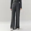 Zhenrong~ Pantalones de Punto de Cachemir de Cabra 100% Holgados Relajados para Mujer Cintura Alta Caída Pierna Recta Suelta