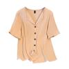 Top Francés Ligeramente Gordito talla extra Gordito Cuello mmV Traje de Mujer Aspecto Delgado Cintura Alta Falda de Línea A Todo Fósforo 3370