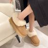 Botas de nieve peludas de suela gruesa para mujer, otoño e invierno 2023, nuevas botas casuales de pan, forradas con vellón, gruesas y cálidas, con acolchado de algodón.