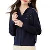 Cárdigan de Punto con Capucha Transfronterizo Moda Primavera y Otoño Manga Larga Nuevo 2025 Abrigo Suéter de Punto Top Holgado para Mujer