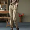 Calças casuais novas com forro de fleece sem caxemira cintura elástica calças estilo harém finas cor sólida moda outono e inverno calças longas femininas