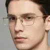 Armazón de gafas de montura completa de titanio puro de alta calidad para hombre de negocios sándalo rojo cara grande miopía se puede equiparar con armazón de gafas