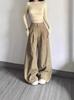 Pantalones de Mezclilla de Pierna Ancha de Trabajo Retro Estilo Americano para Mujer Primavera y Otoño Nuevos Cintura Alta Adelgazantes Hojas Amarillo Rectos Casuales