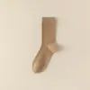 Calcetines de Algodón para Mujer hasta la Pantorrilla para Primavera y Otoño, Calcetines Largos de Color Melange Combinados con Zapatos Birkenstock, Calcetines Sin Costuras de Zhuji Socks