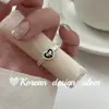 Estilo Ins Coreano Diseño de Nicho Joyería Plata de Ley S925 Esmalte Negro Goteo Lazo Corazón Encaje Anillo Elegante