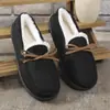 Fábrica de chinelos peludos antiderrapantes, mocassins casuais femininos com laços, para uso doméstico, calcanhar fechado, estilo fino, unissex