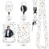 Portatarjetas de plástico con estampado floral, portatarjeta de identificación para credencial de trabajo con cordón y hebilla retráctil, protector para credencial de empleado y tarjeta de autobús