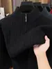 Suéter Masculino de Malha Grossa 2026 Outono/Inverno Gola Meia-Alta Zíper Tricô Quente Camisa Base Masculina