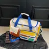 Bolsa de viagem dopamina com contraste de cores, bolsa de mão de grande capacidade para viagens curtas, bolsa de armazenamento de bagagem feminina, bolsa para estudantes, yoga, esportes e fitness