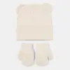Amazon Novo Boné de Lã Tricô com Orelhas de Urso Fofo Conjunto de Chapéu e Luvas Quentes Outono Inverno Feminino