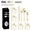 Vajilla de Acero Inoxidable Amazon 1010 Cuchillo, Tenedor y Cuchara Estilo Occidental Juego de 24 Piezas para 6 Personas Juego de Cuchillo y Tenedor de Hotel Caja de Regalo
